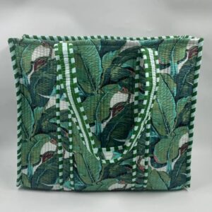 Quilted Cotton Tote/Beach Bag - Green Leaf