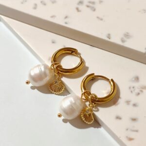 Pearl & Scallop Hoop Earrings