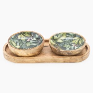 Mango Wood Dipping Bowls/Trinket Tray set