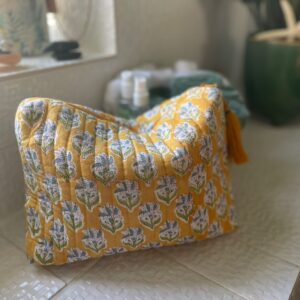 Wash Bag -Quilted Cotton Yellow