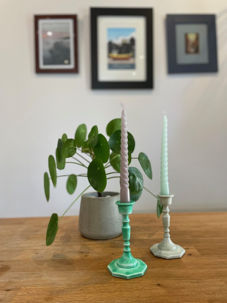 Enamel candle Holder -Light Grey
