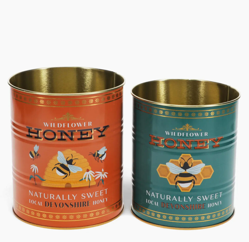 Rex London Set of 2 Storage Tins Honey Design