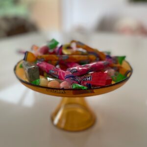 Glass Cake Stand Amber 21cm