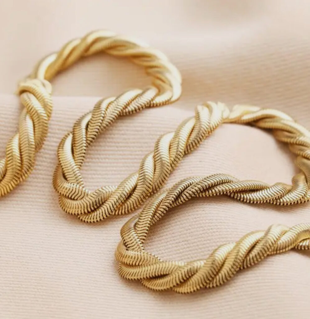 Gold Chunky Triple Snake Chain Necklace in Gold