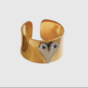 Two Tone Heart Ring with Gold Band