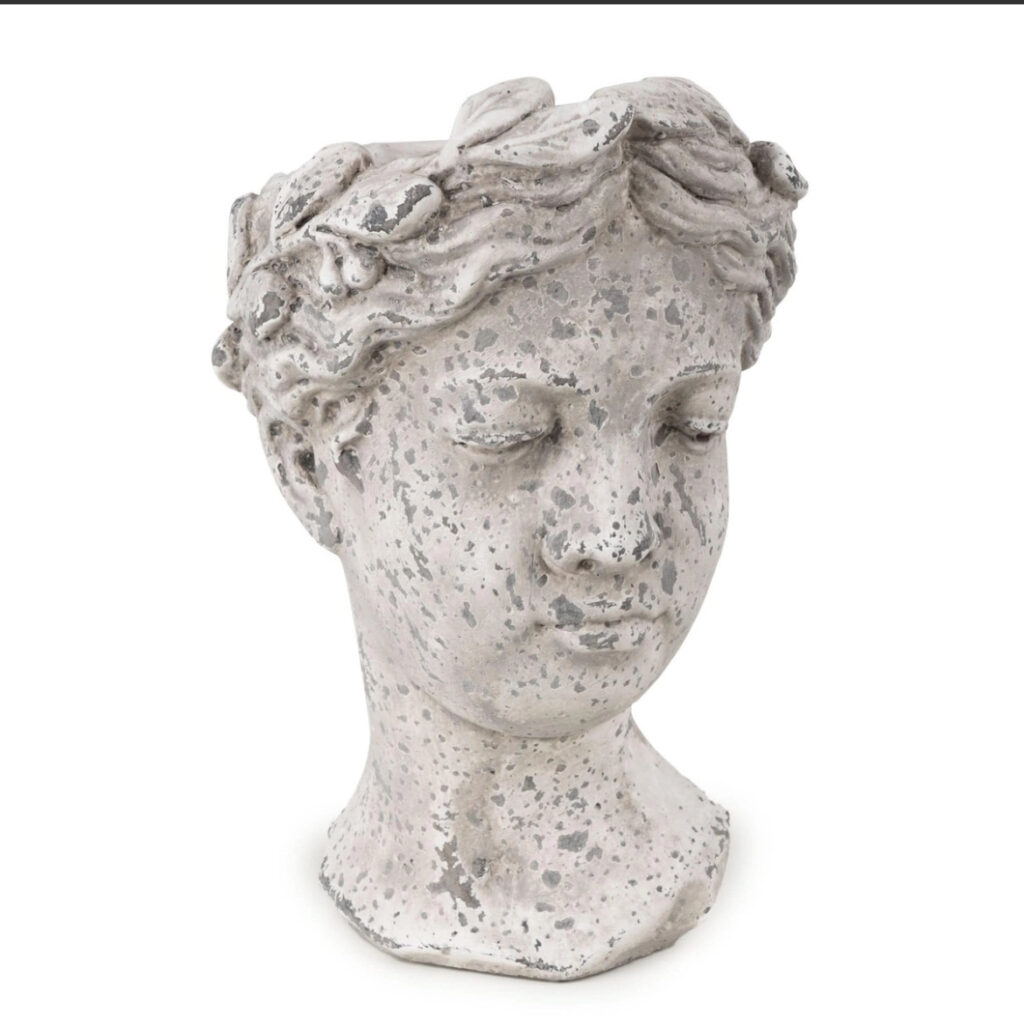 Handcrafted Stone Effect Lady Head Planter