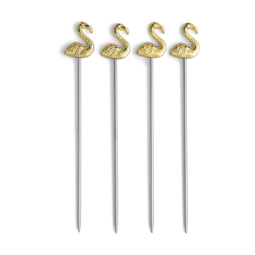 Cocktail Picks Flamingo - set of 4 stainless steel