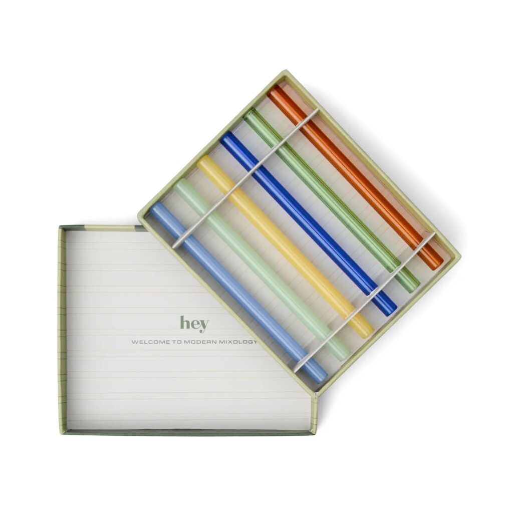 Coloured Glass Straws Tumbler set of 6