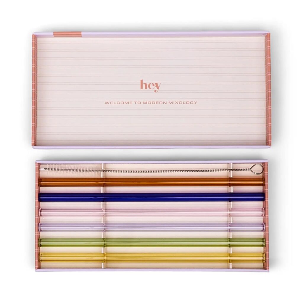 Coloured Glass Straws Highball set of 6