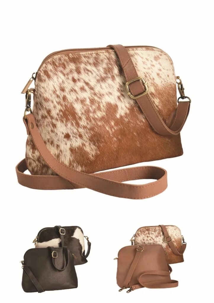 Crossbody Bag Vintage Style Cow Hide Fur