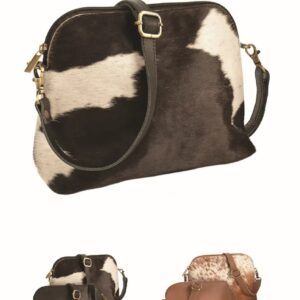 Crossbody Bag Vintage Style Cow Hide Fur