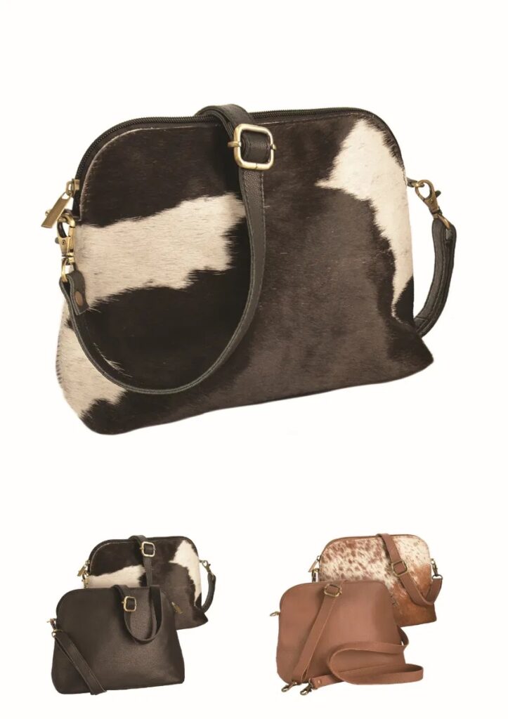 Crossbody Bag Vintage Style Cow Hide Fur
