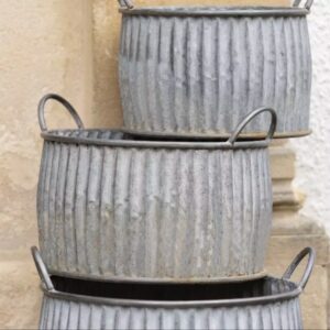 Zinc Ribbed Planter Large