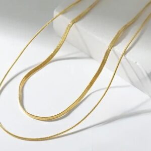 Double Snake Chain Necklace Gold