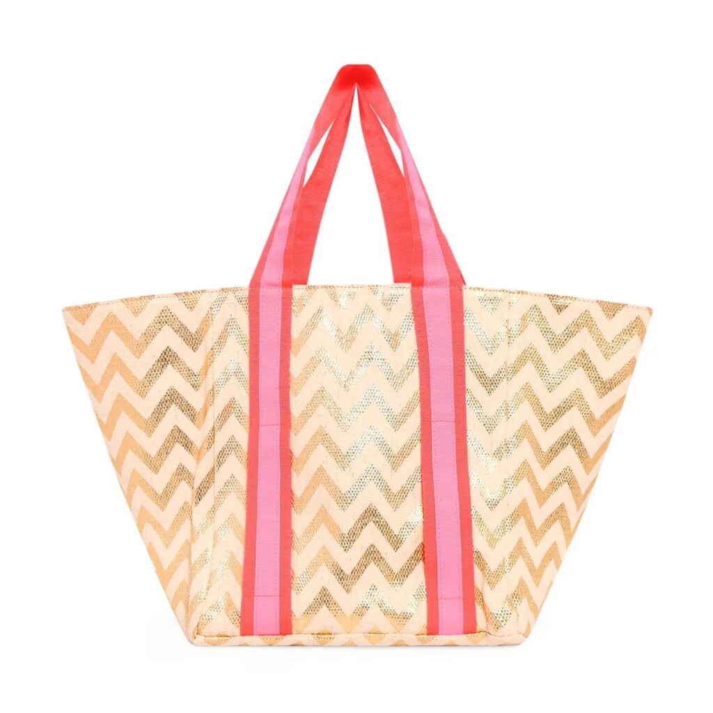 Cockatoo Hot Stripe Gold Zig-Zag Tote Bag