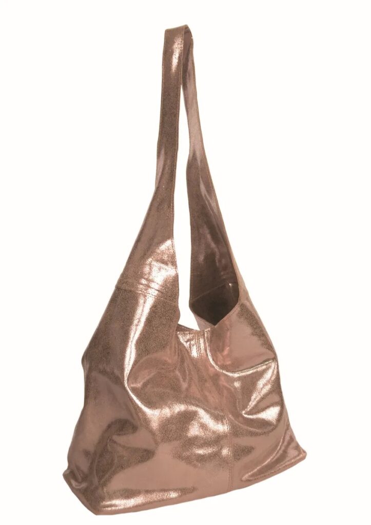 Rose Copper Metallica Slouch Cowhide Bag
