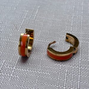 Mini Orange Stripe Hoop Earrings