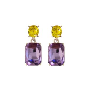 Twin Gem Earring Violet/Yellow