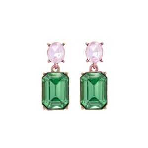 Twin Gem Earrings Green/Baby Pink