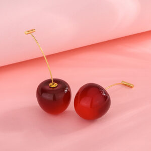 Thread-through Cherry Drop Earrings