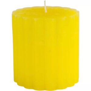 Rustic Scalloped Pillar Candle Lemon