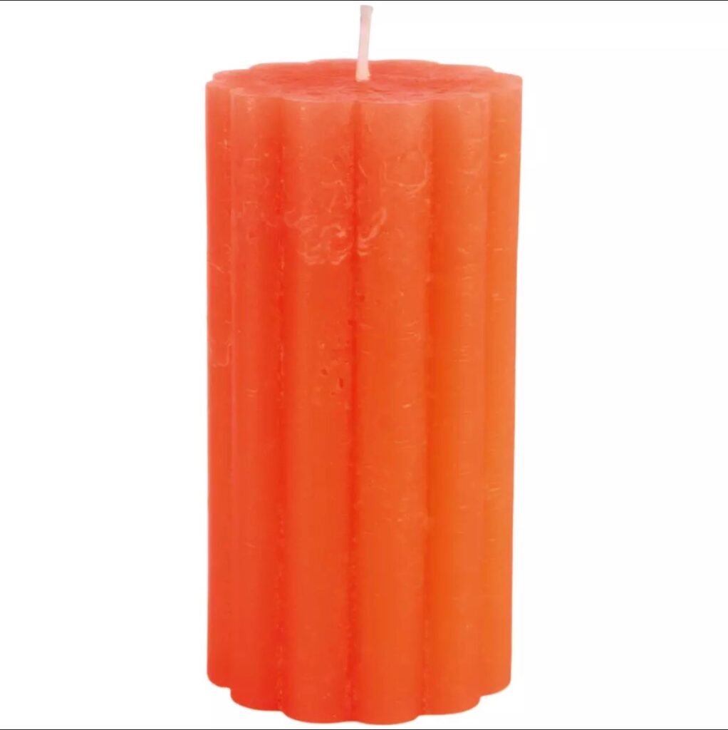 Grand Illusions Rustic Scalloped Pillar Candle Coral
