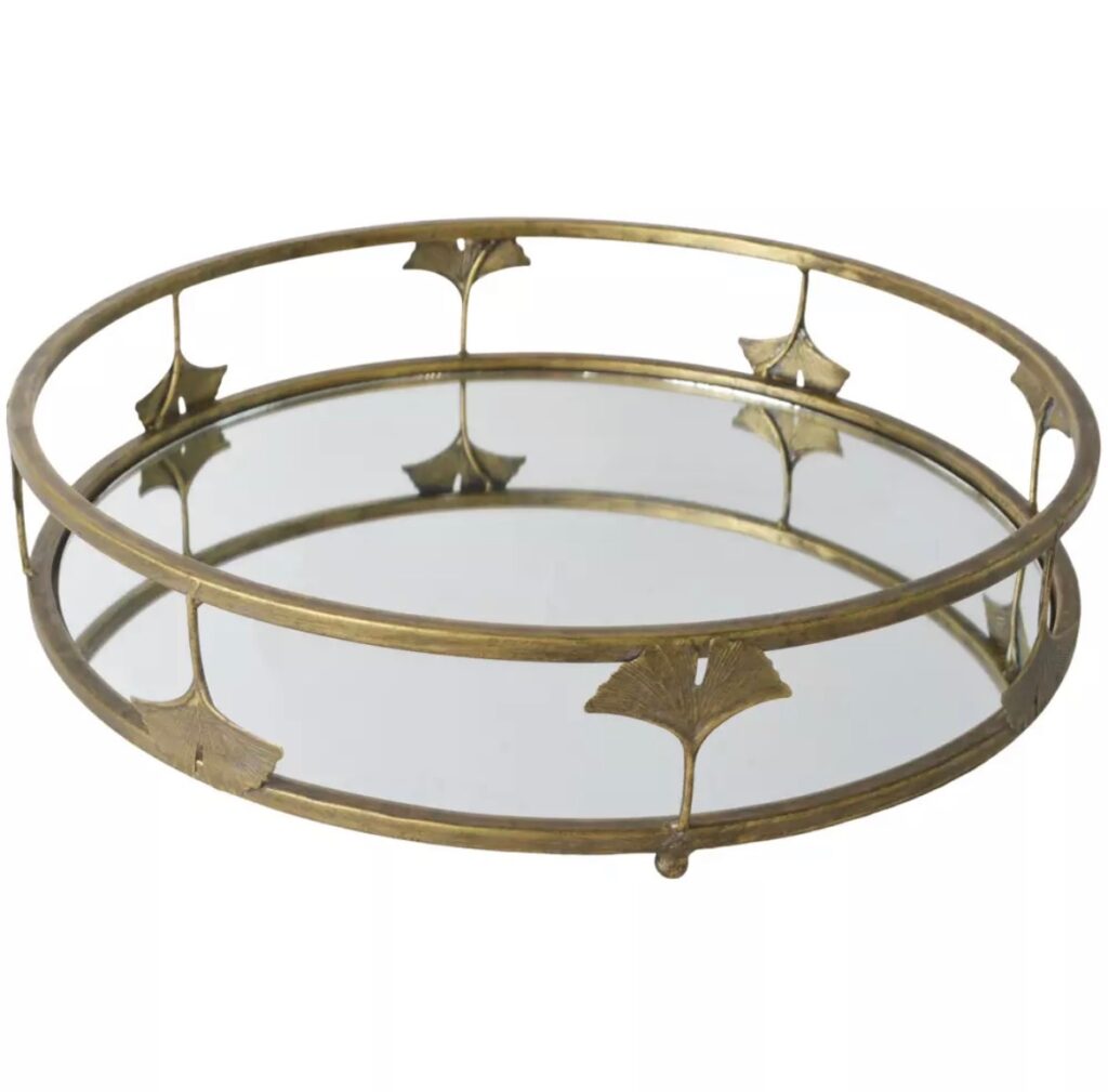 Golden Lotus Mirrored Tray