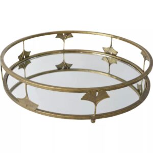 Golden Lotus Mirrored Tray
